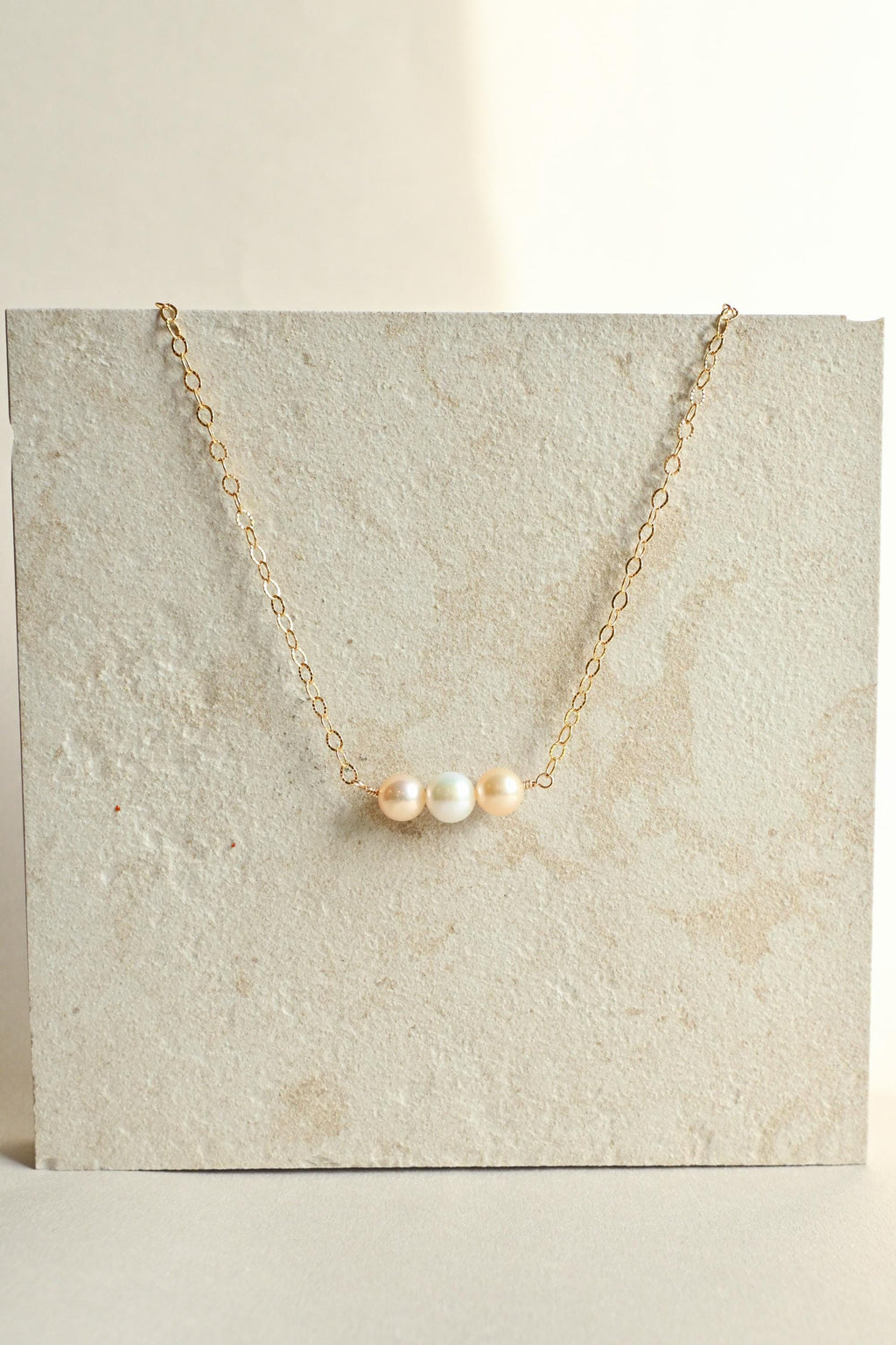 Edison Pearl necklace gold filled chain - orange and white Edison pearls