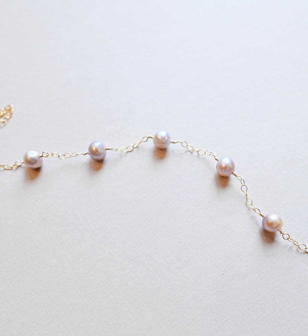 Elegant 14k gold filled purple freshwater pearl bracelet - Handmade