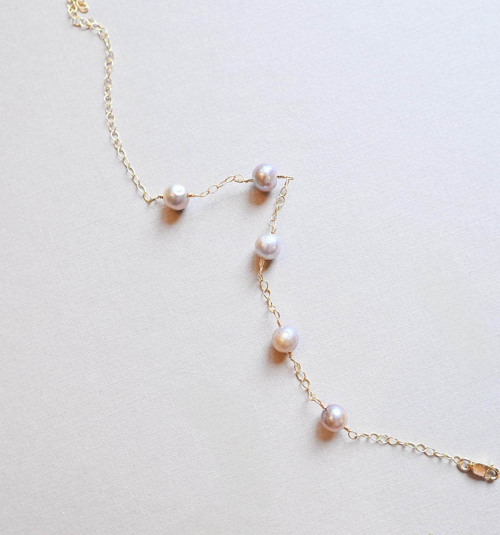 Elegant 14k gold filled purple freshwater pearl bracelet - Handmade