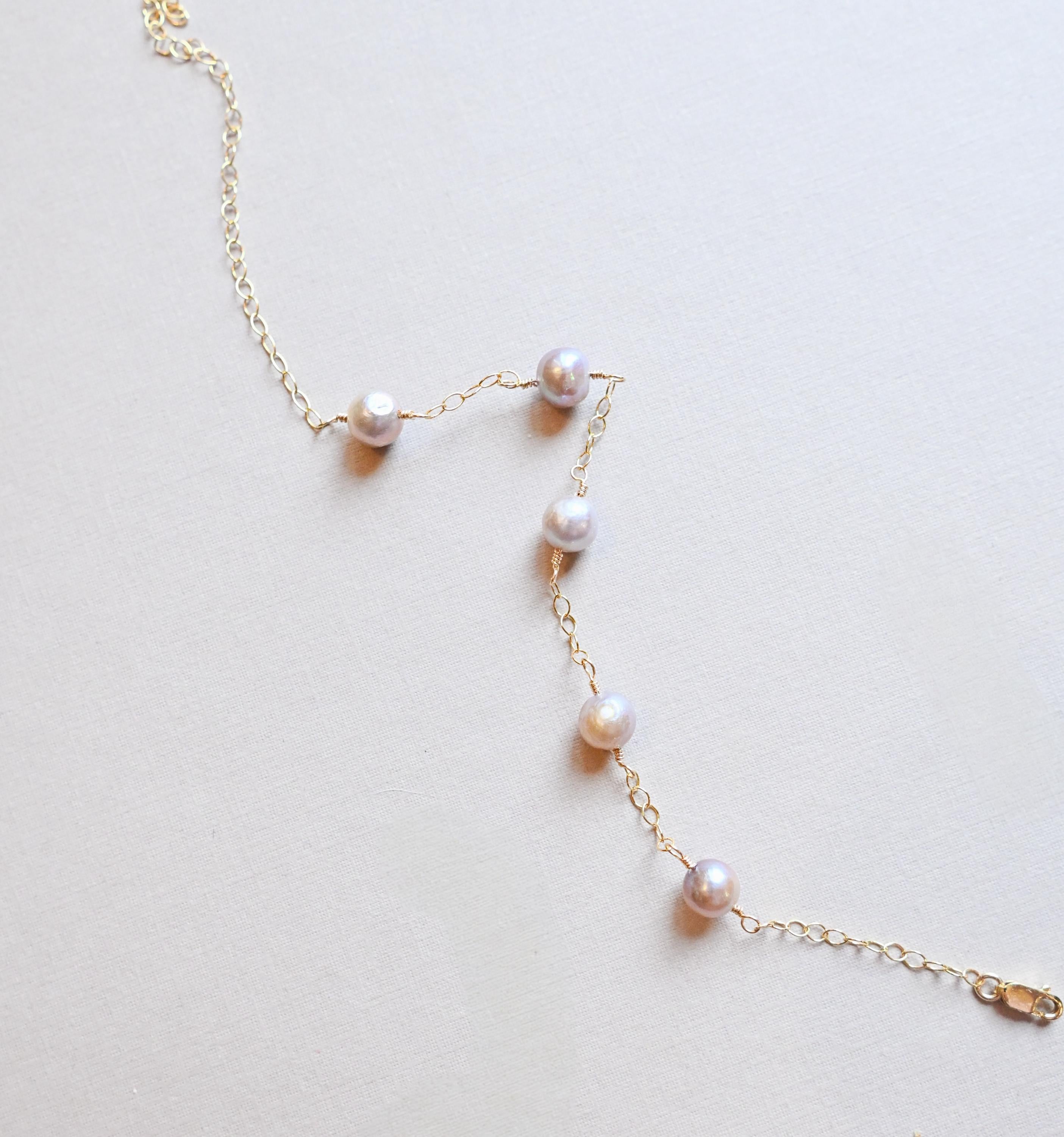 Elegant 14k gold filled purple freshwater pearl bracelet - Handmade