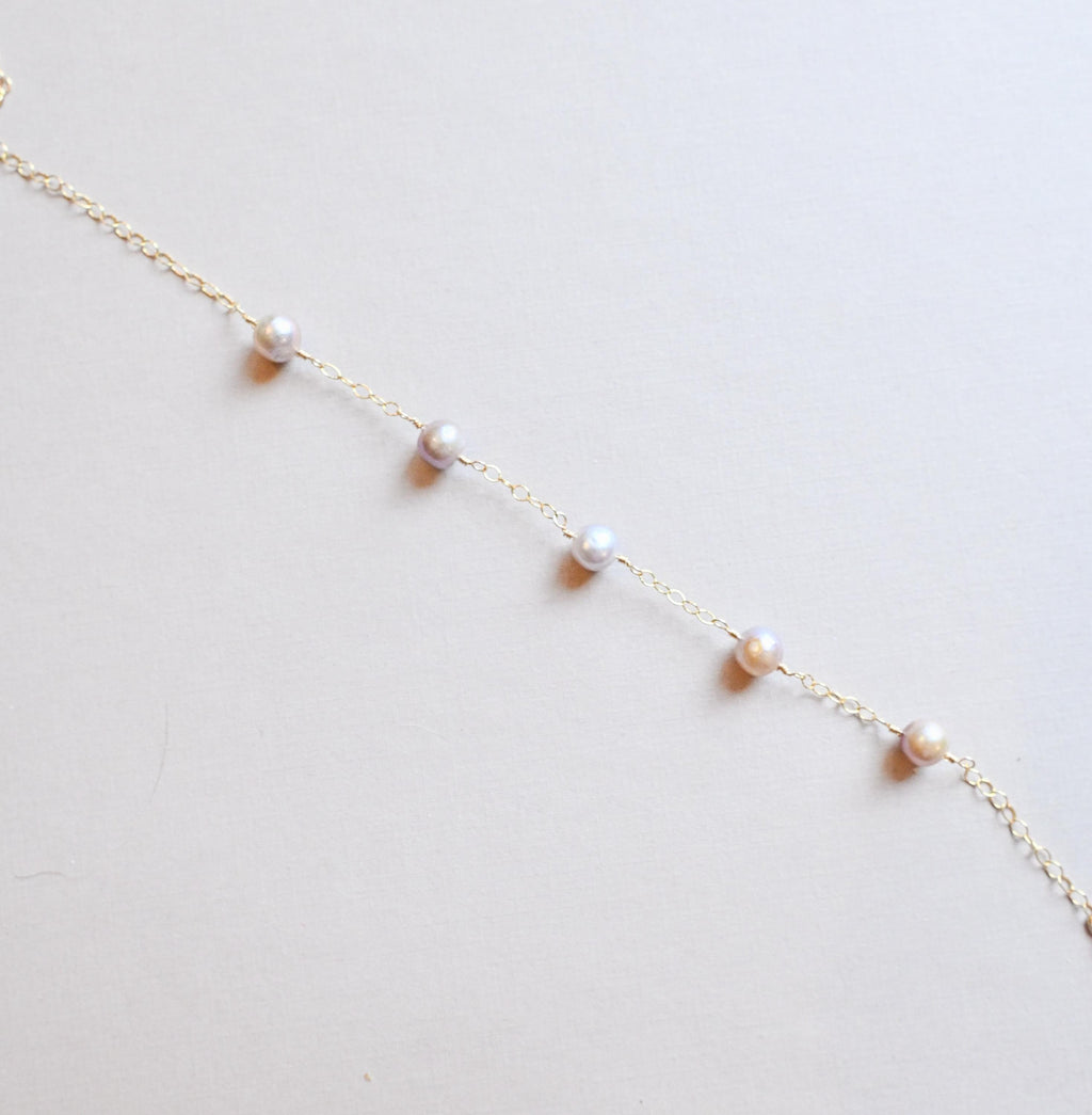 Elegant 14k gold filled purple freshwater pearl bracelet - Handmade