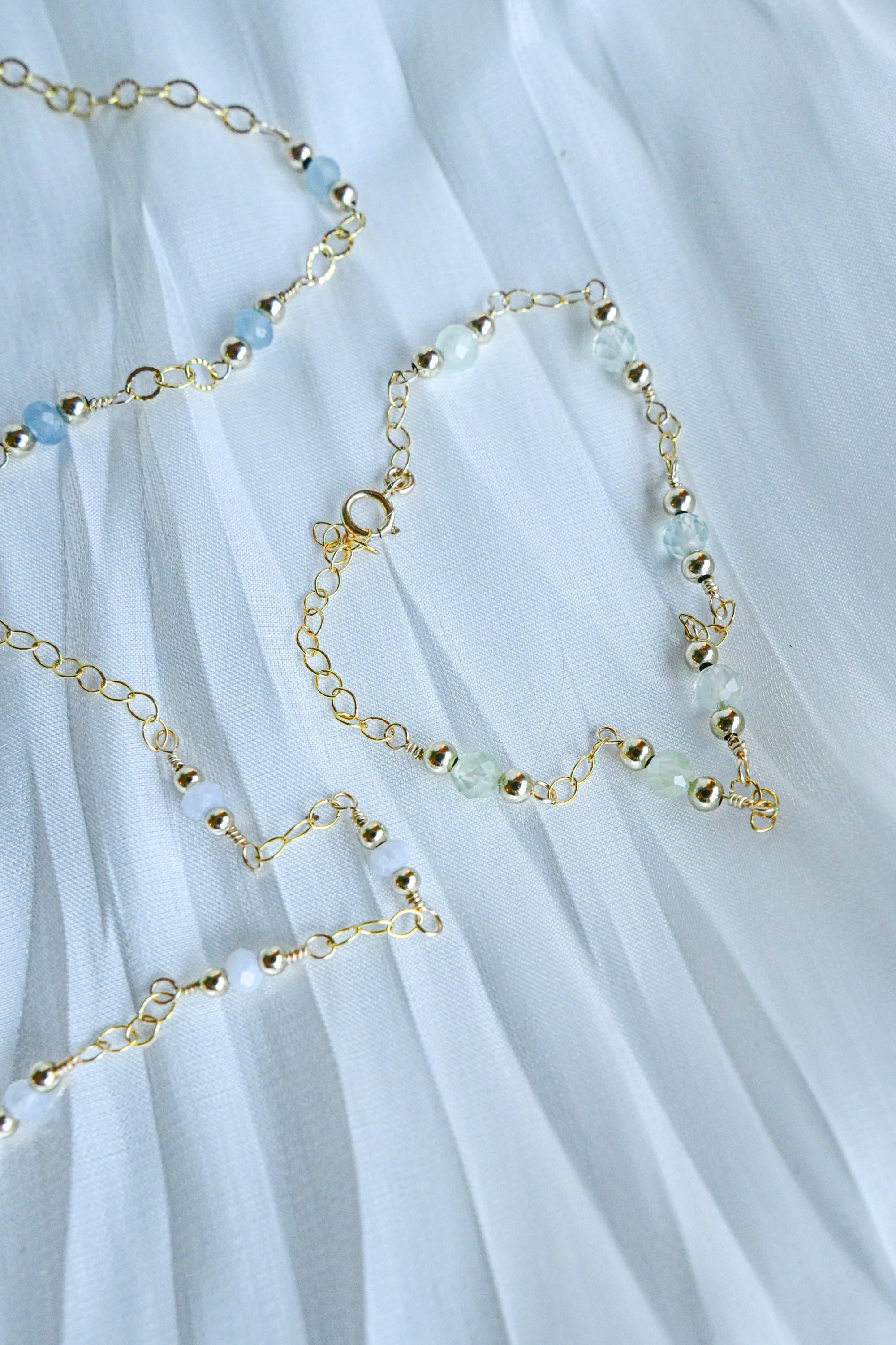 Gold Filled aquamarine gemstone bracelet