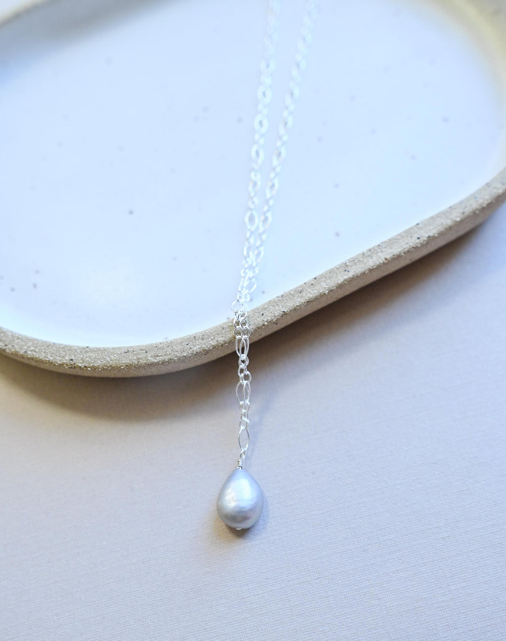 Sterling Silver grey keshi pearl necklace