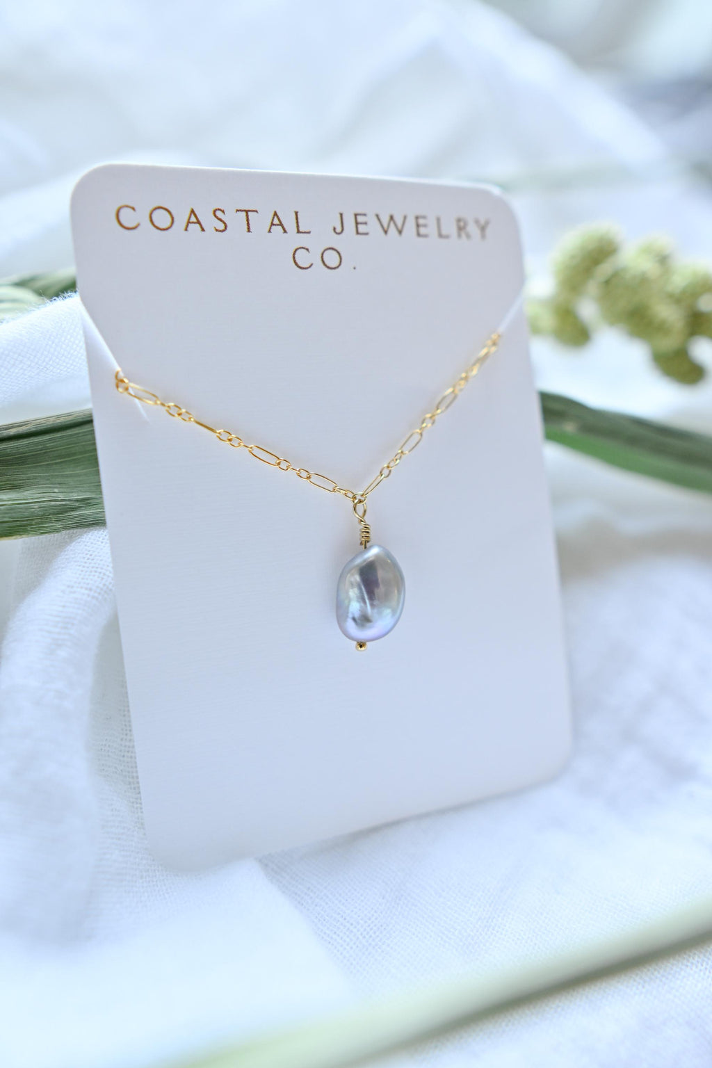Gold filled grey Keshi pearl necklace (etsy image id: 7386241385)