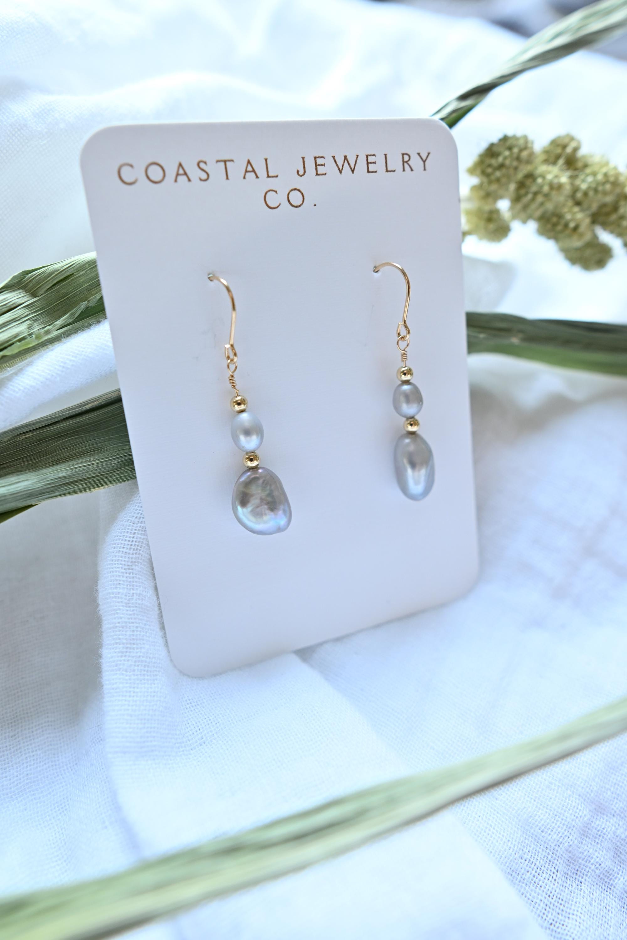 Gold Filled Keshi Pearl Drop Earrings with high luster (etsy image id: 7386250803)