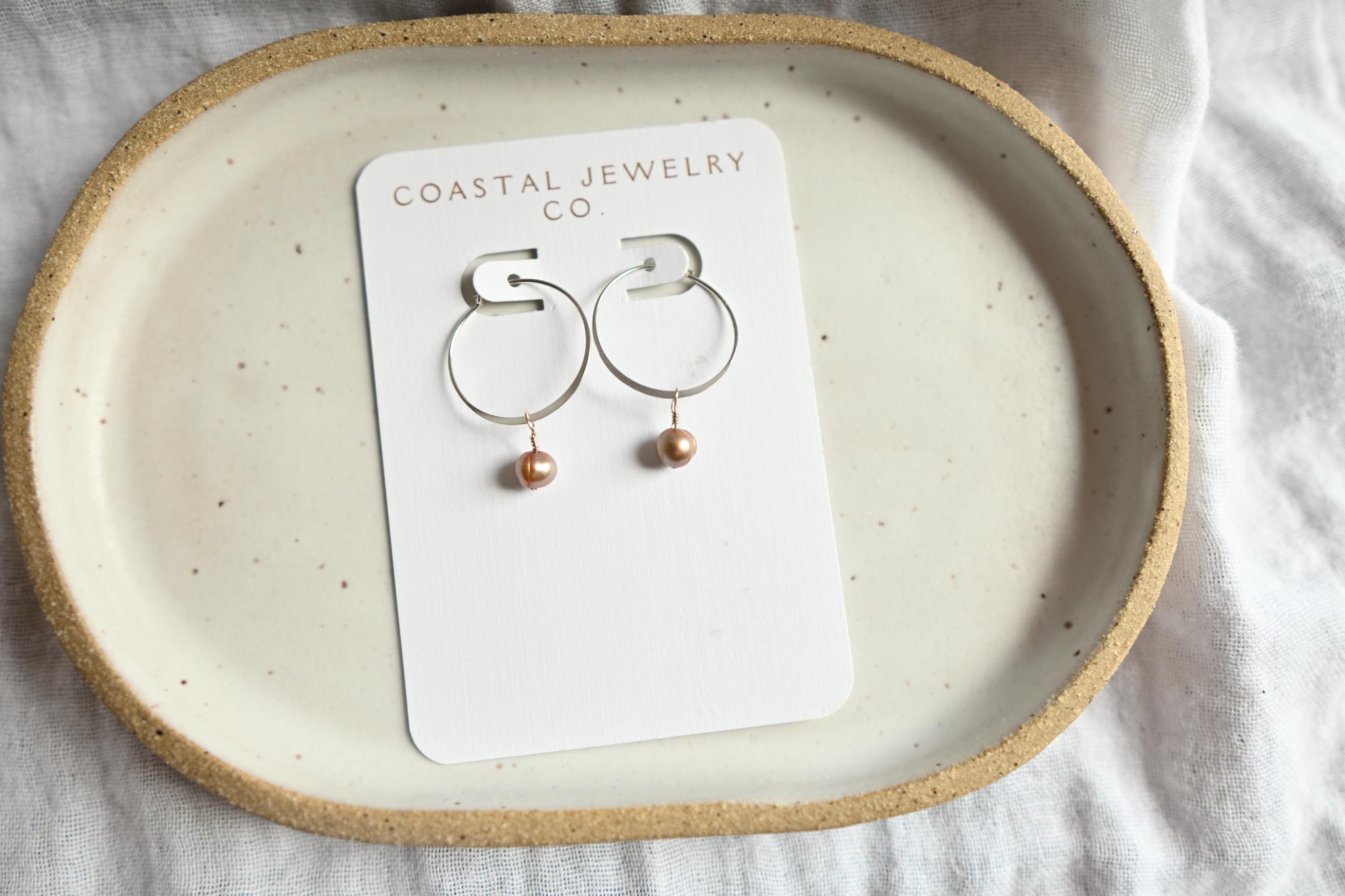 20mm Sterling Silver earrings with brown freshwater pearls (etsy image id: 7423837708)