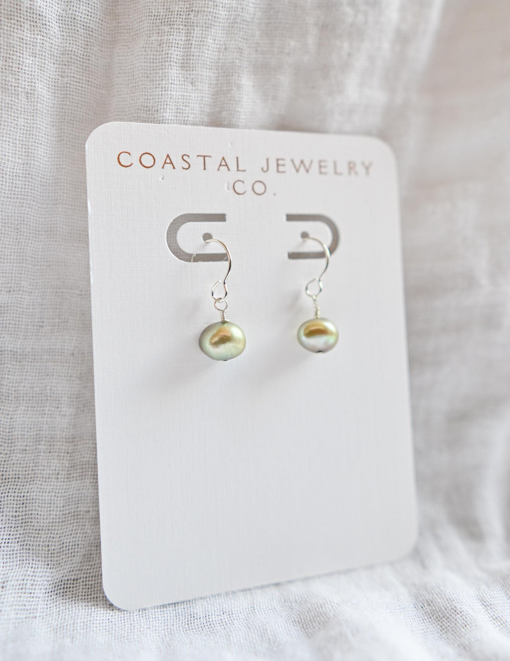 Green Freshwater Pearl Earrings in Sterling Silver - Handcrafted Beauty (etsy image id: 7423865848)