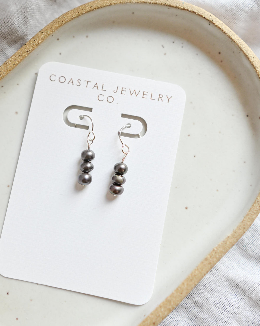 Elegant Sterling Silver Earrings featuring Slate Freshwater Pearls (etsy image id: 7423883066)