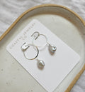 Minimalist 20mm Sterling Silver hoops highlighting Exquisite grey Keshi Pearls (etsy image id: 7423896658)