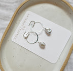 Minimalist 20mm Sterling Silver hoops highlighting Exquisite grey Keshi Pearls (etsy image id: 7423896680)