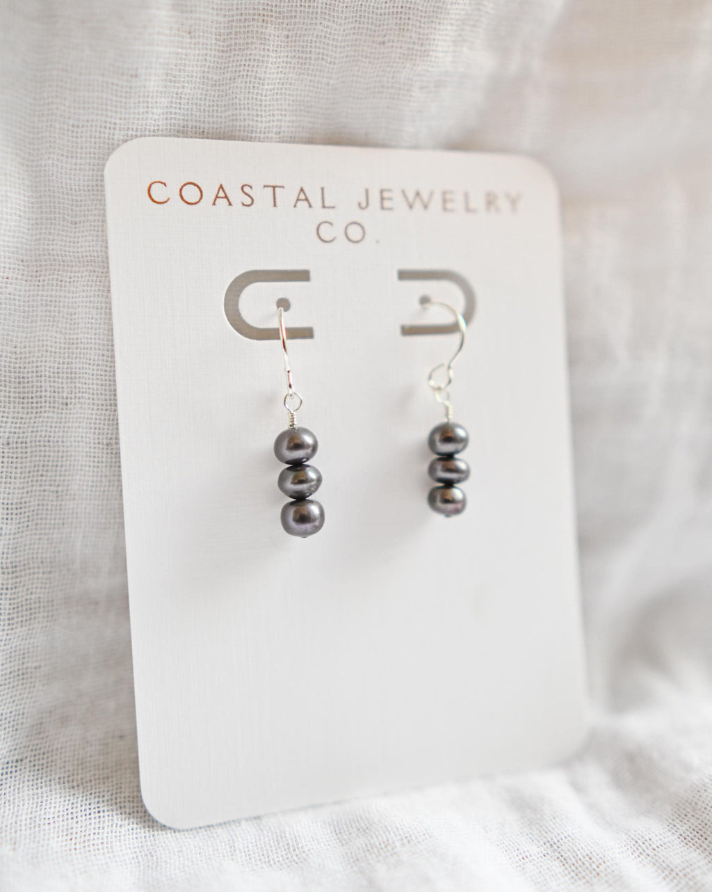 Elegant Sterling Silver Earrings featuring Slate Freshwater Pearls (etsy image id: 7471808089)