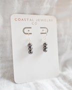 Elegant Sterling Silver Earrings featuring Slate Freshwater Pearls (etsy image id: 7471808089)