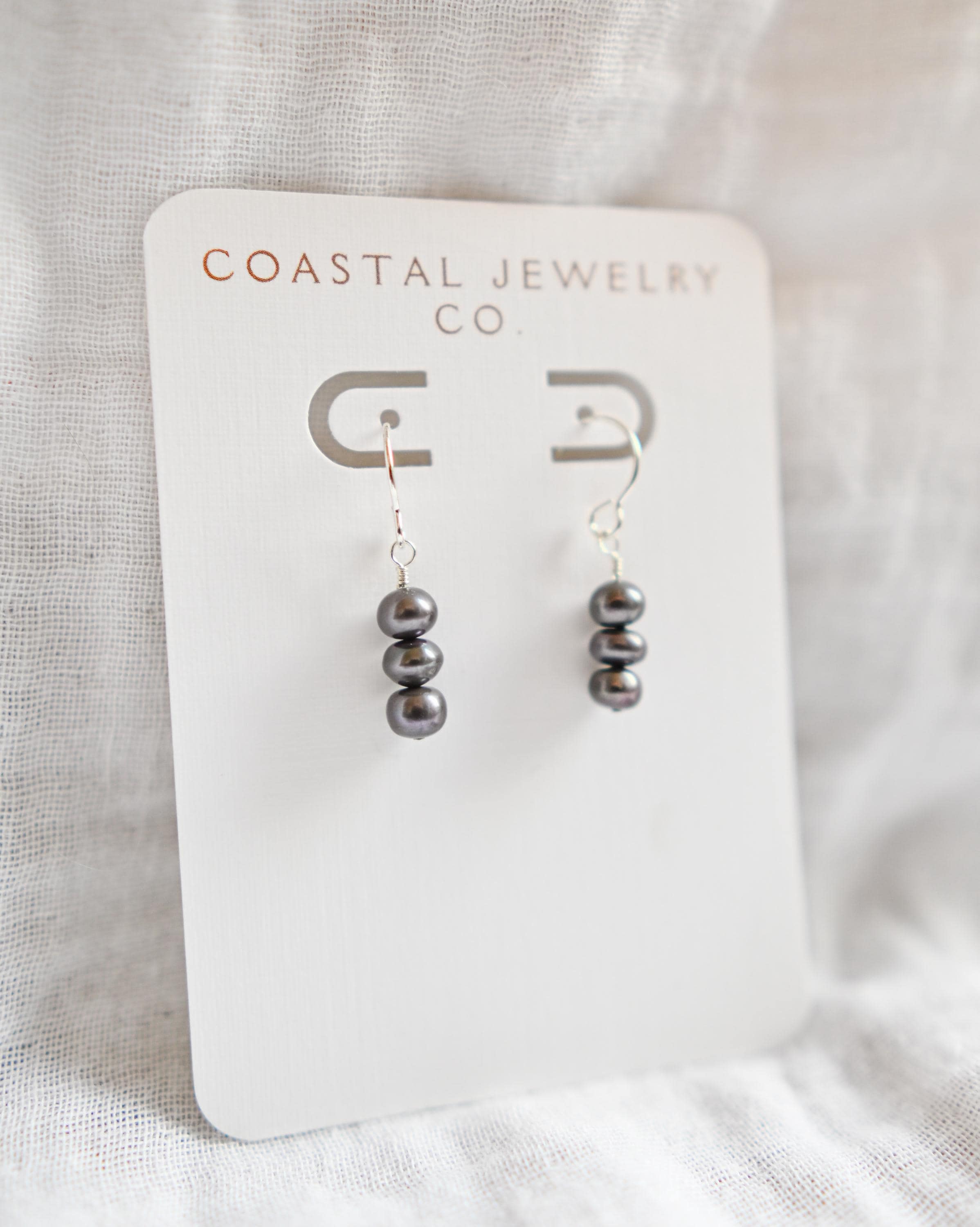 Elegant Sterling Silver Earrings featuring Slate Freshwater Pearls (etsy image id: 7471808089)