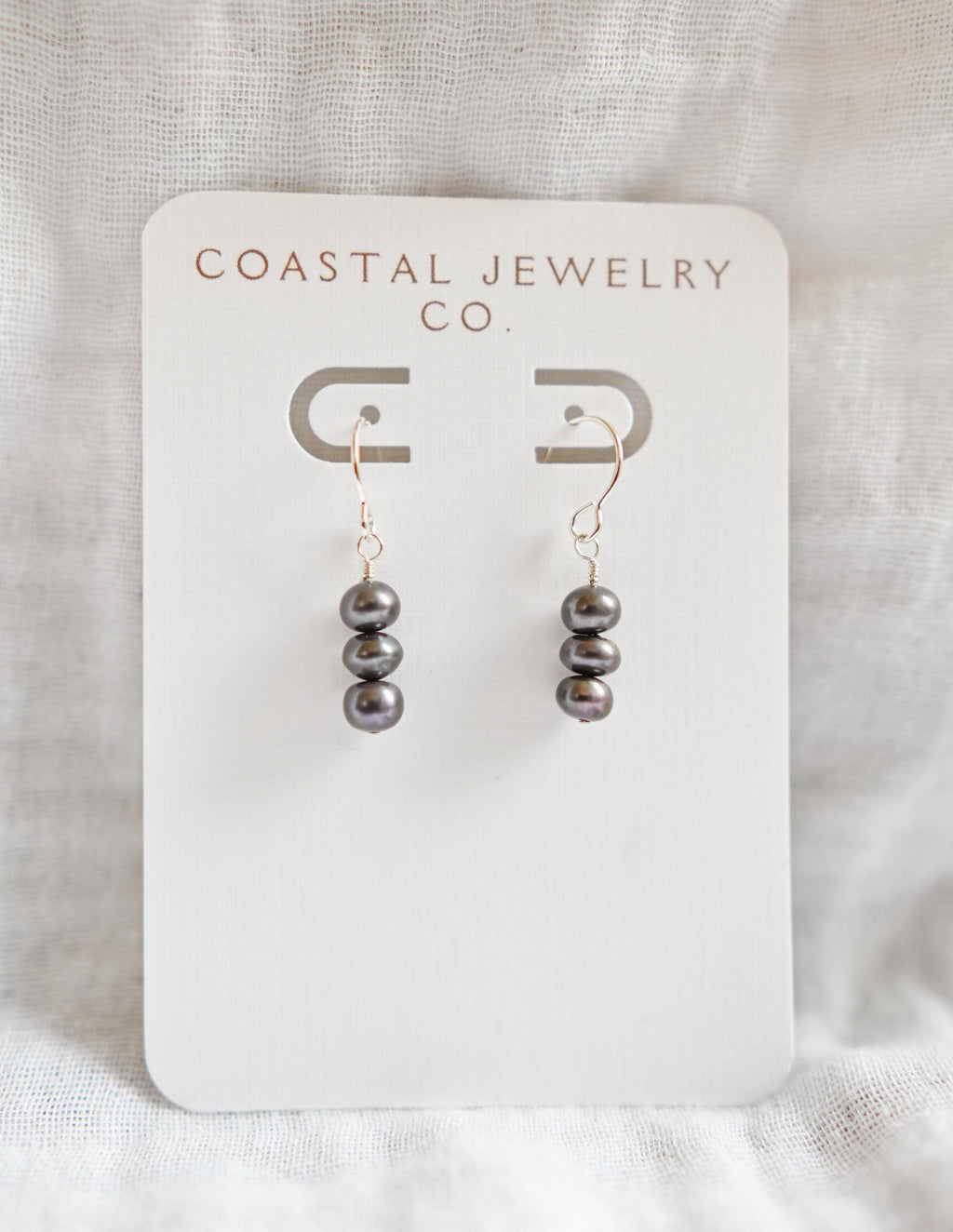 Elegant Sterling Silver Earrings featuring Slate Freshwater Pearls (etsy image id: 7471808103)