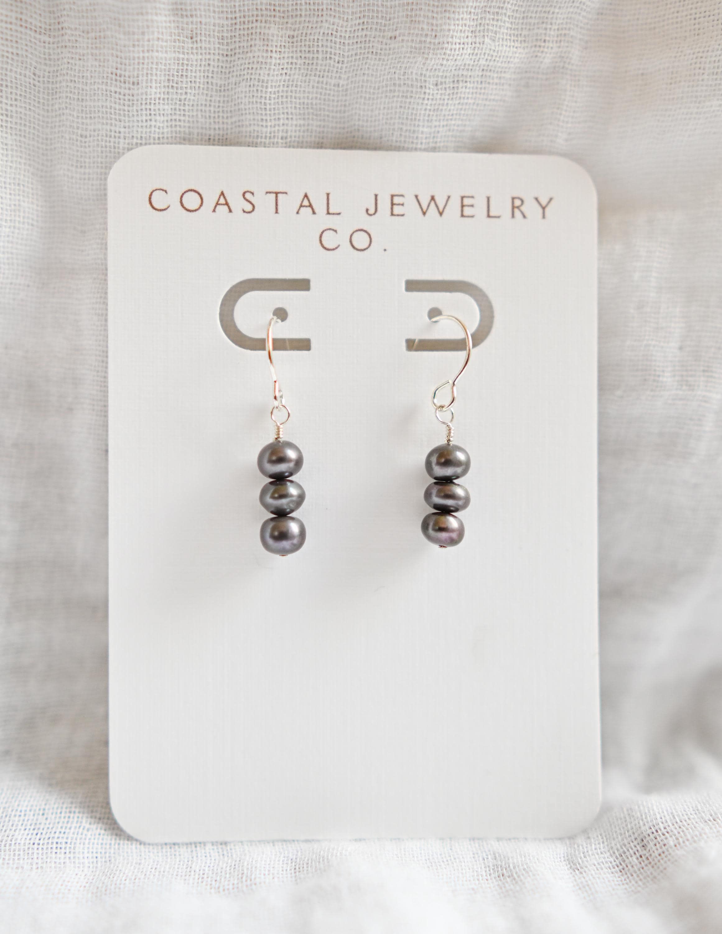 Elegant Sterling Silver Earrings featuring Slate Freshwater Pearls (etsy image id: 7471808103)