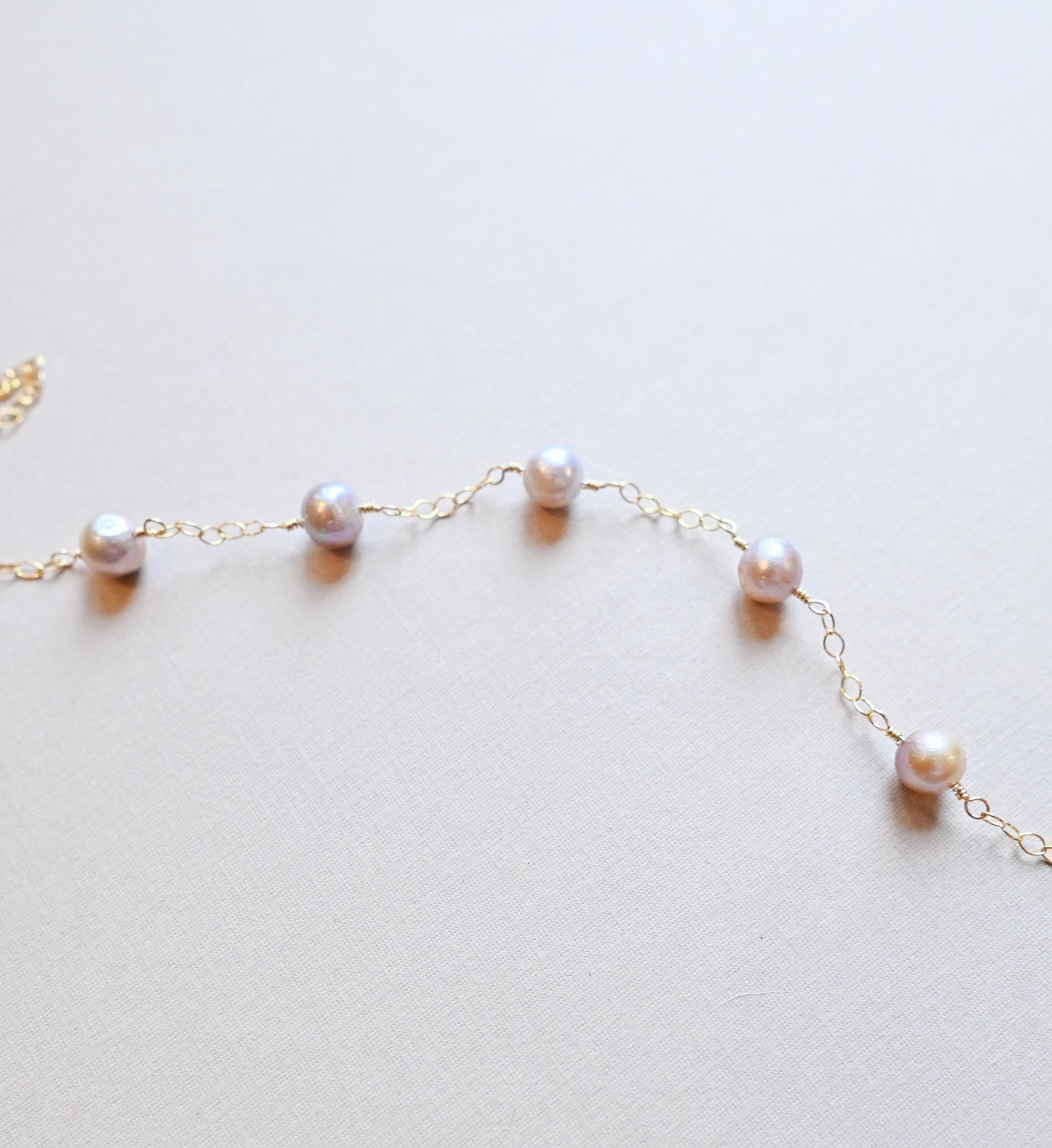 Elegant 14k gold filled purple freshwater pearl bracelet - Handmade (etsy image id: 7488780082)
