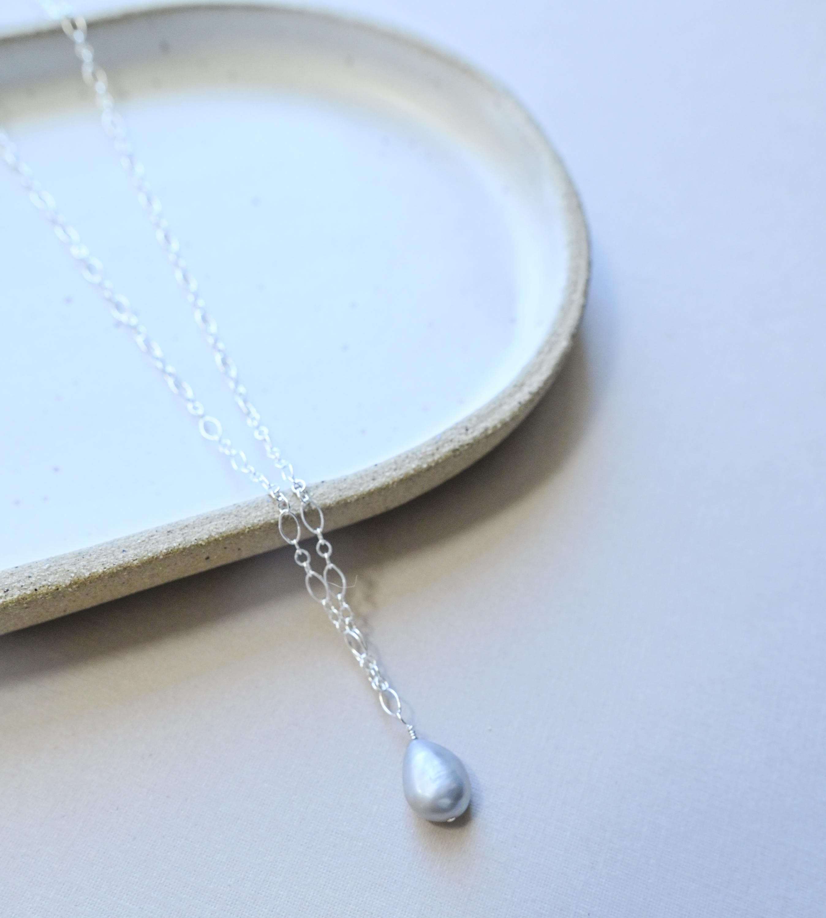 Sterling Silver grey keshi pearl necklace (etsy image id: 7553815803)