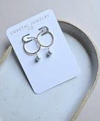 Blue Akoya Pearl Gold Filled Sleeper Hoop Earrings 20mm (etsy image id: 7558966540)