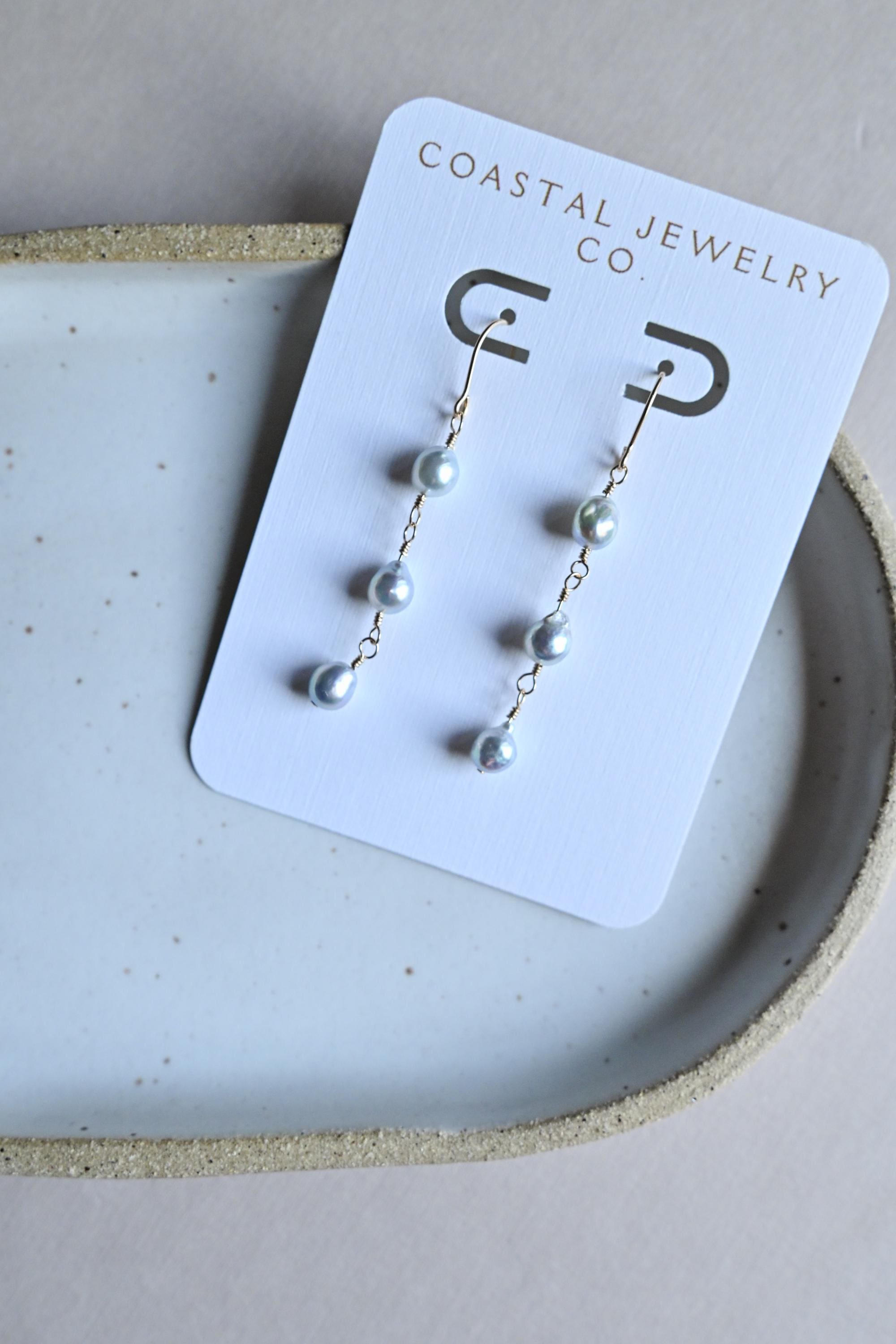 Blue Akoya Pearl Dangle Gold Filled Earrings (etsy image id: 7559068454)