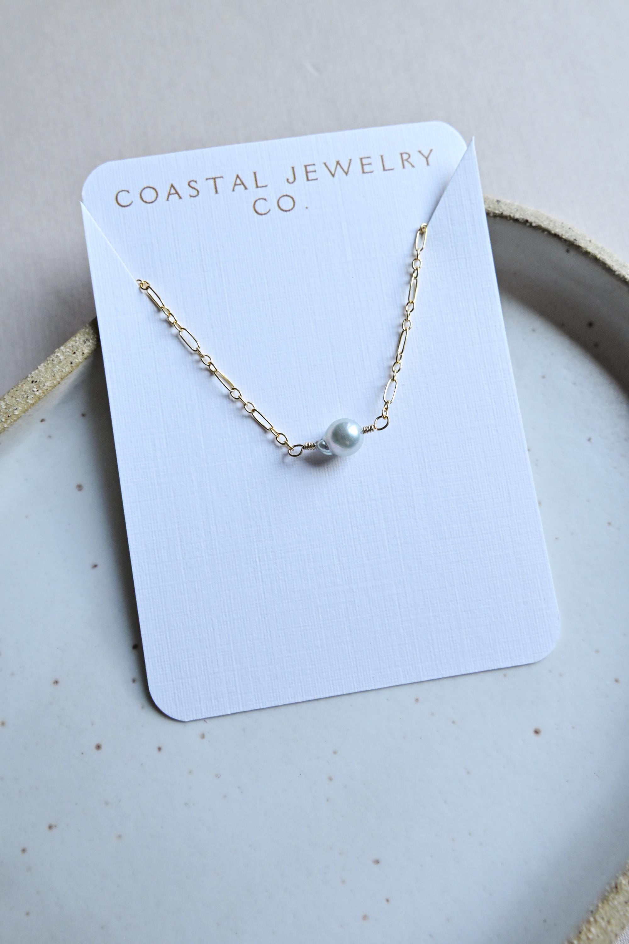 Blue Akoya Pearl Bracelet with Gold Filled Long & Short Chain (etsy image id: 7559073780)