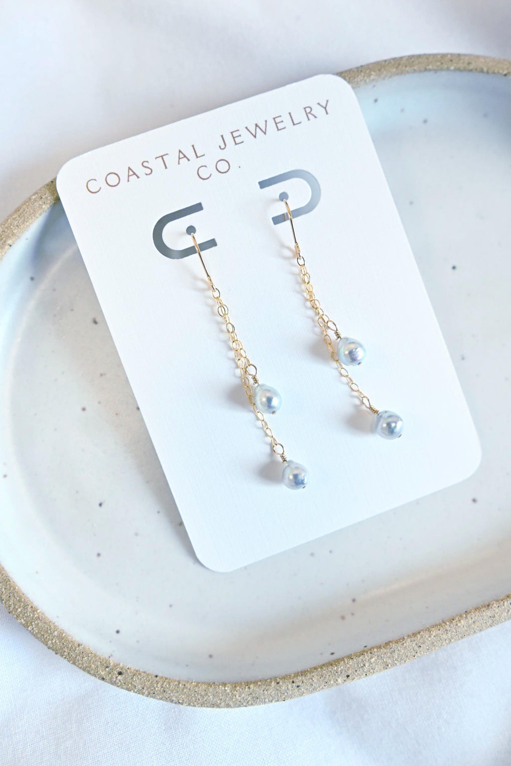 Blue Akoya Pearl Dangle Gold Filled Earrings (etsy image id: 7561445496)
