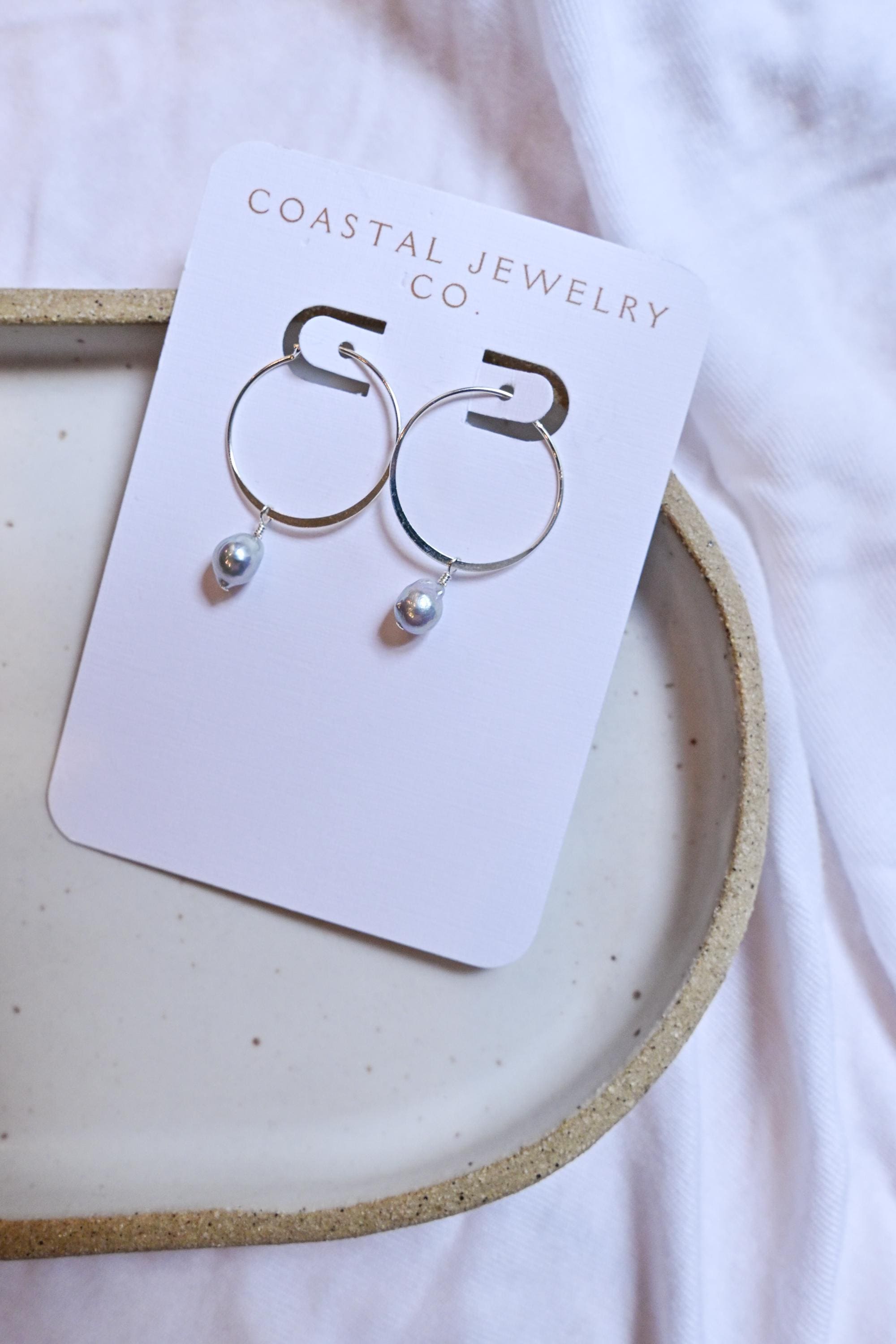 Blue Akoya Pearl Sterling Silver Hoop Earrings 20mm (etsy image id: 7561794506)