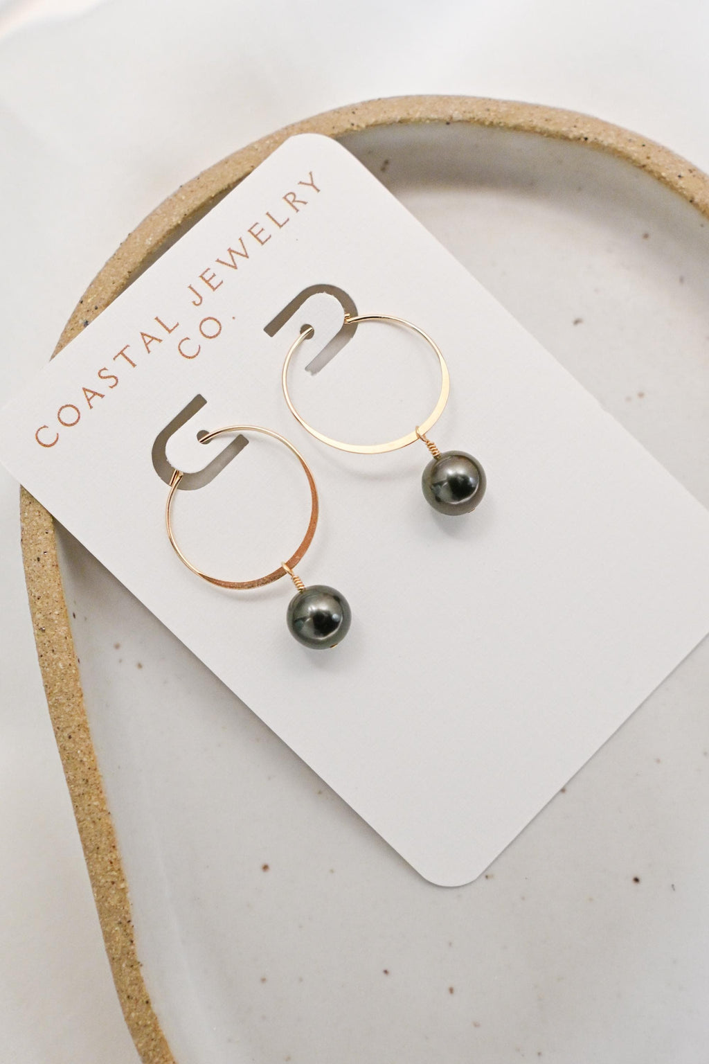 Dark Tahitian 8mm pearl gold filled hoop earrings (etsy image id: 7592623756)