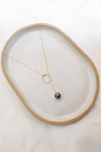 14k Gold Filled Tahitian 8mm Pearl Lariat Necklace (etsy image id: 7592635102)