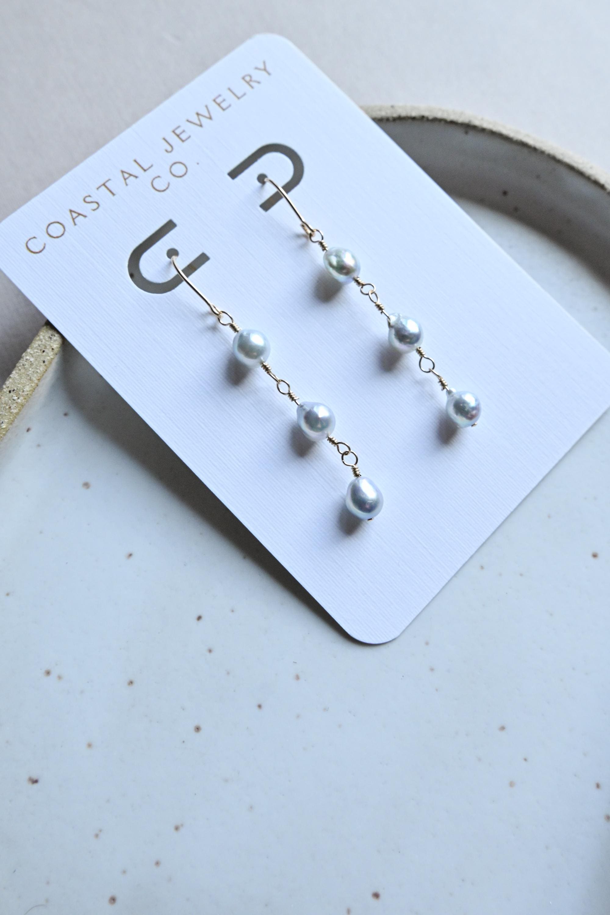 Blue Akoya Pearl Dangle Gold Filled Earrings (etsy image id: 7607007045)