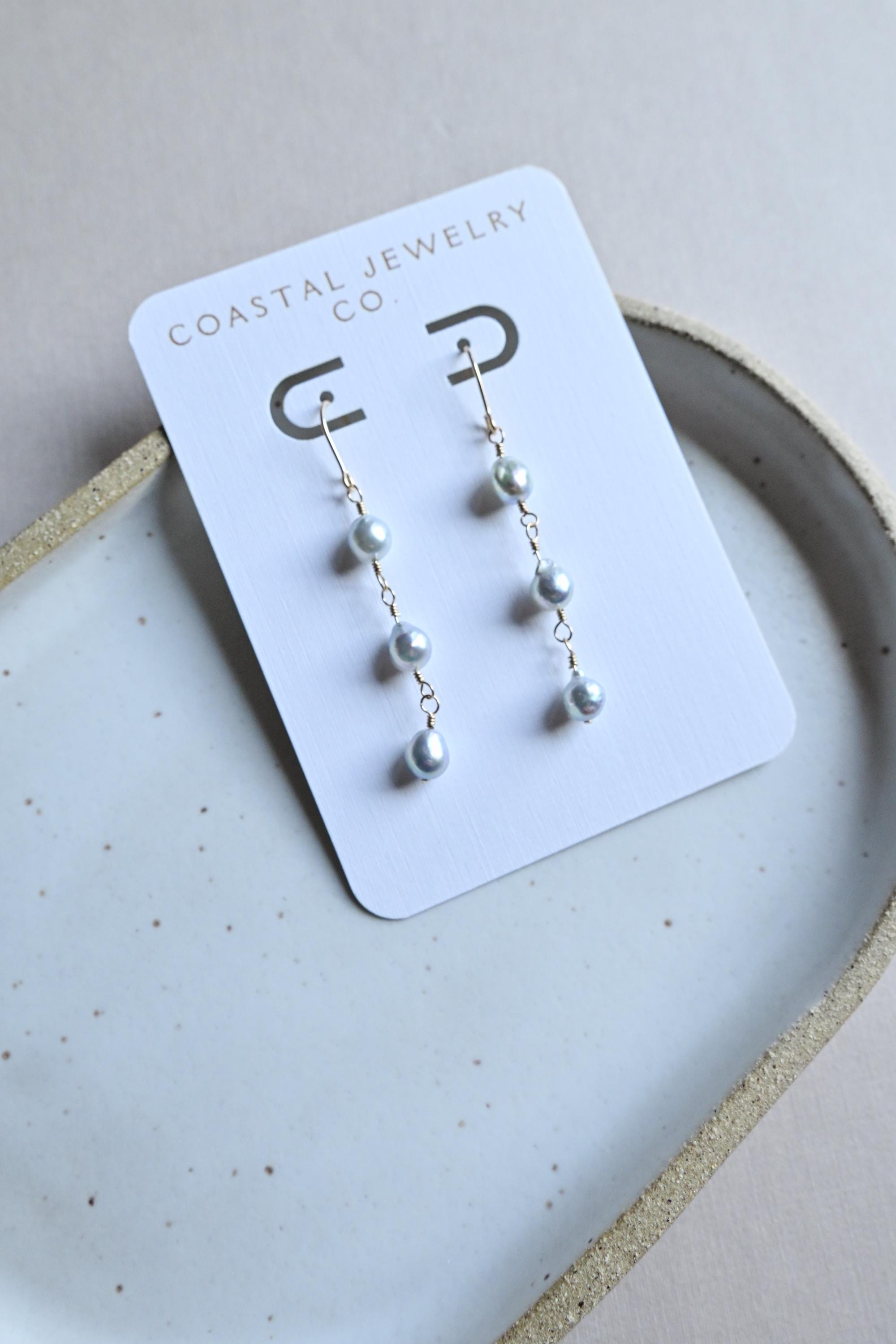 Blue Akoya Pearl Dangle Gold Filled Earrings (etsy image id: 7607010171)