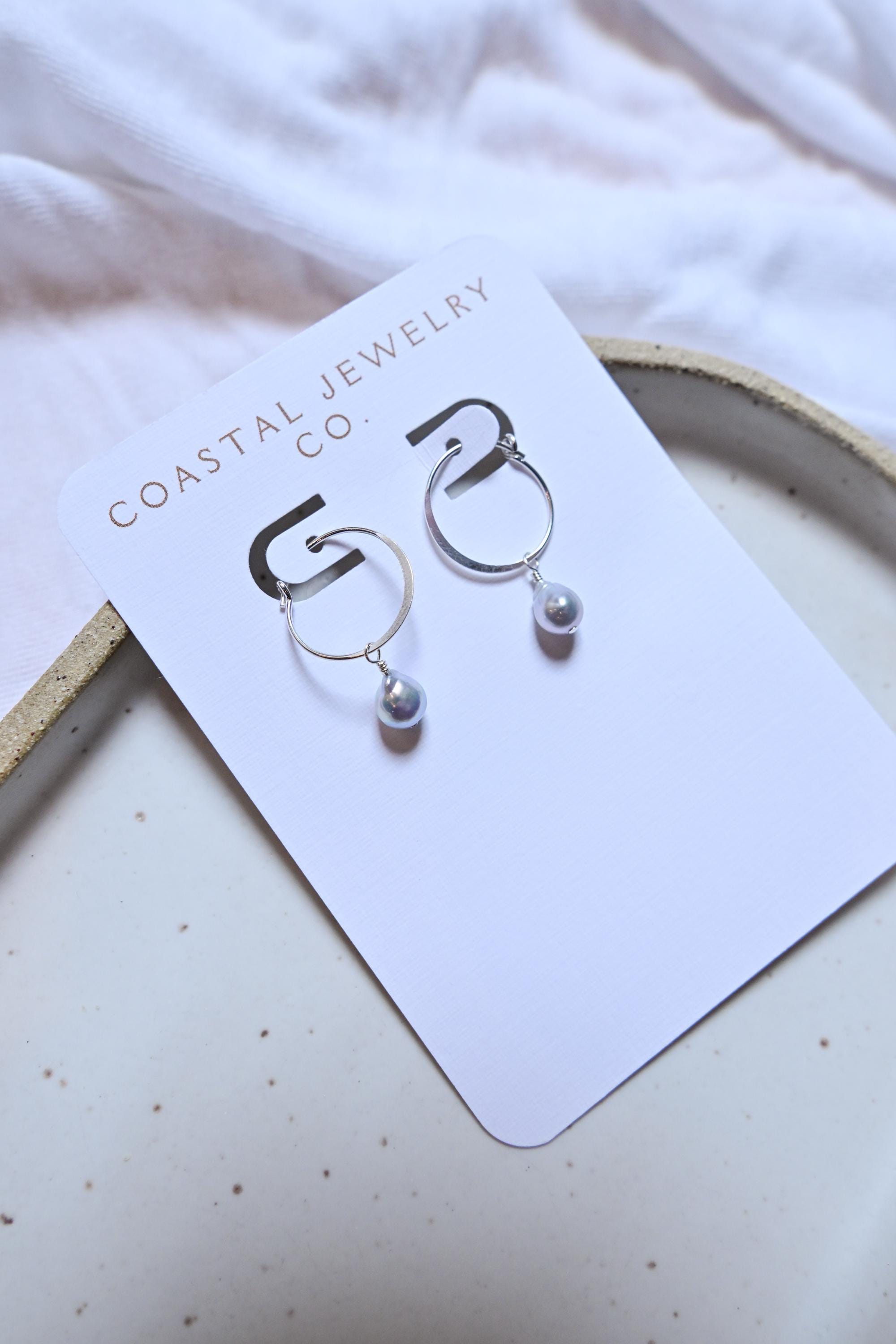Blue Akoya Pearl Sterling Silver Hoop Earrings 15mm (etsy image id: 7609735019)