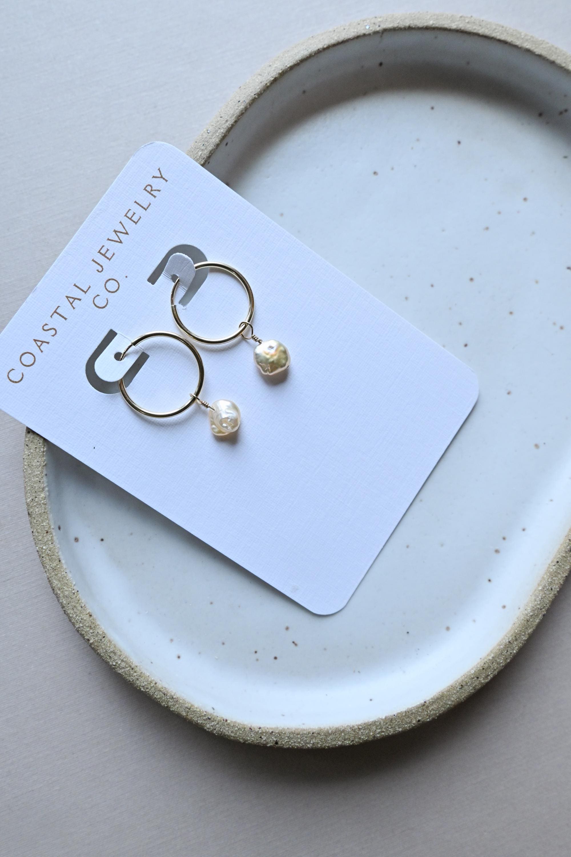 14K Gold Filled Hoops 17mm & Keshi Edison pearls- Elegant Earrings (etsy image id: 7648704396)