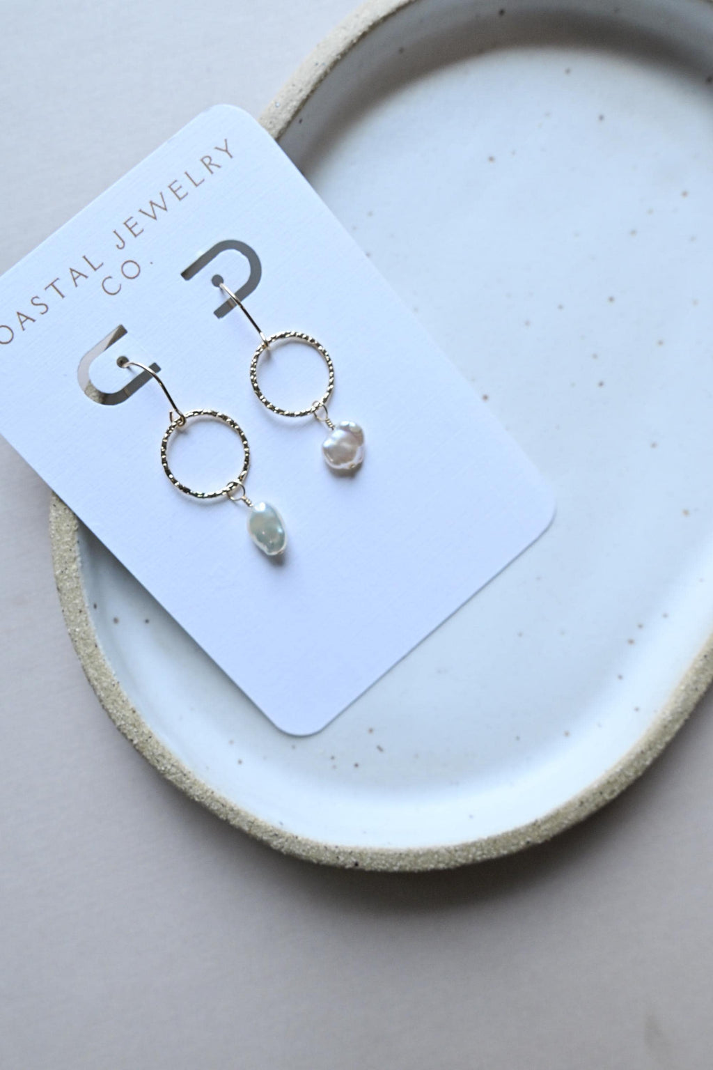 Keshi Edison pearl Hammered Connector Gold Filled Earrings (etsy image id: 7649000522)