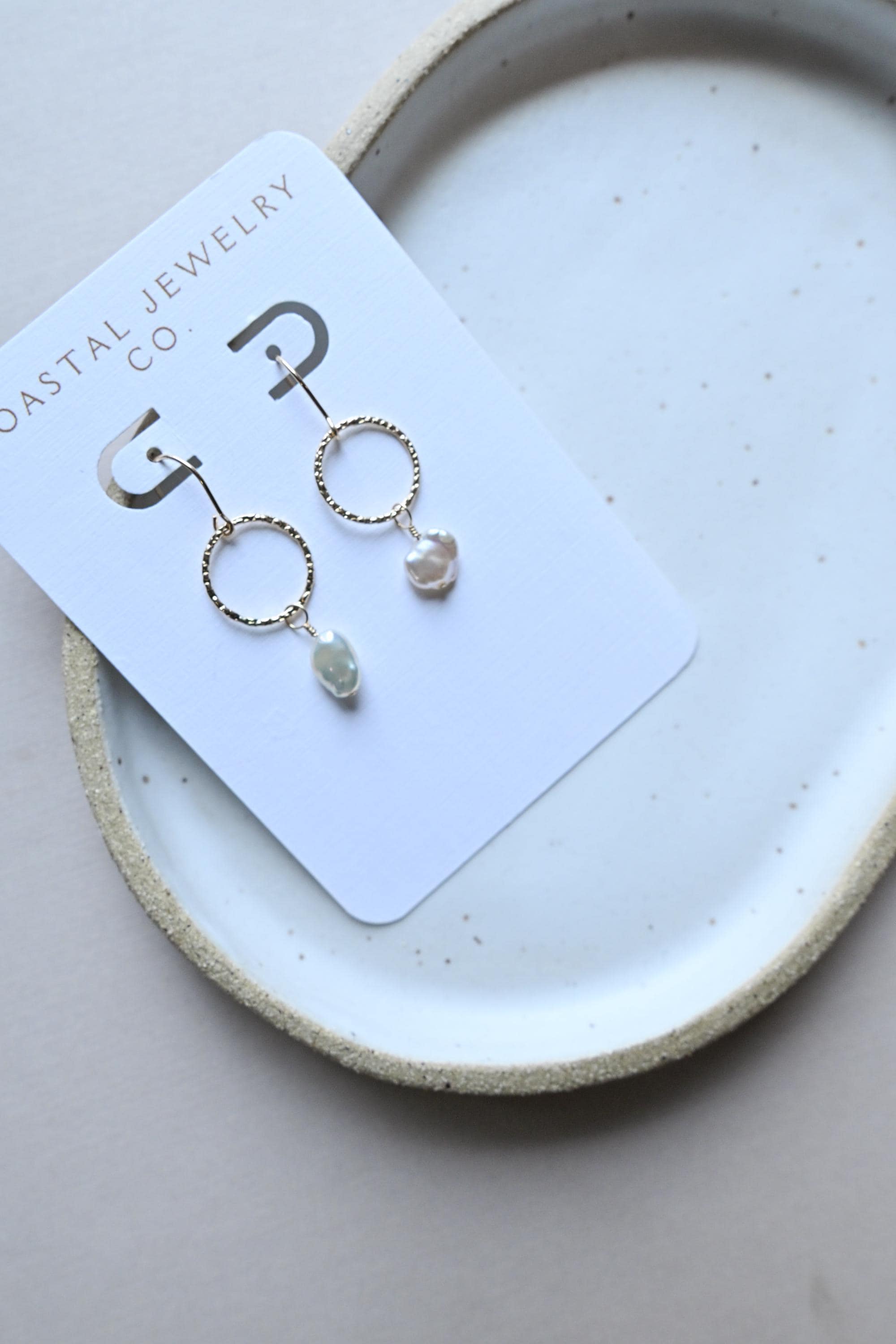 Keshi Edison pearl Hammered Connector Gold Filled Earrings (etsy image id: 7649000522)