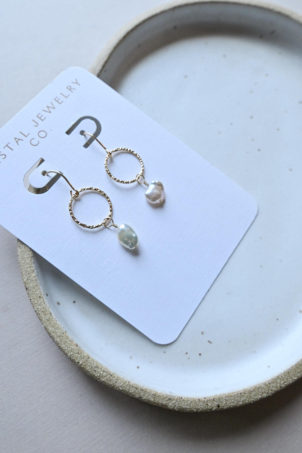 Keshi Edison pearl Hammered Connector Gold Filled Earrings (etsy image id: 7649000532)