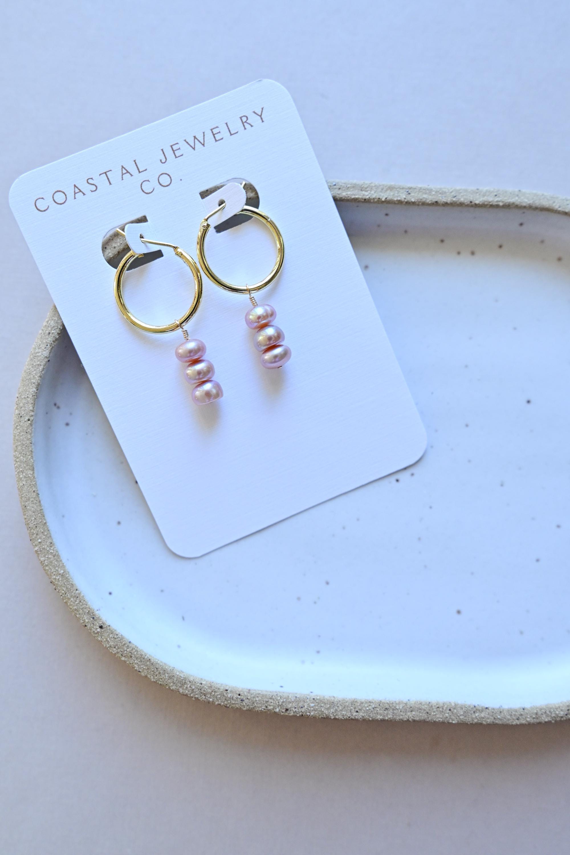 14K Gold Filled Hoops & Purple Freshwater Pearls - Valentine’s Day purple (etsy image id: 7667001949)
