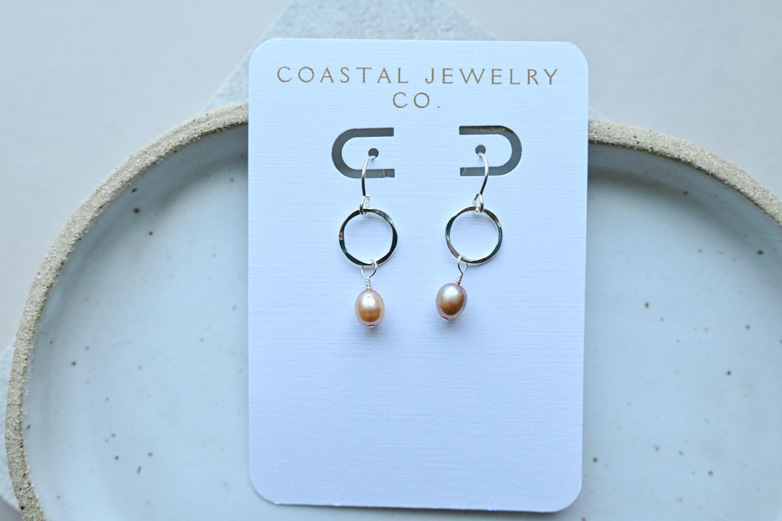 Freshwater Pearl Hammered Connector Sterling Silver Earringd (etsy image id: 7683885728)