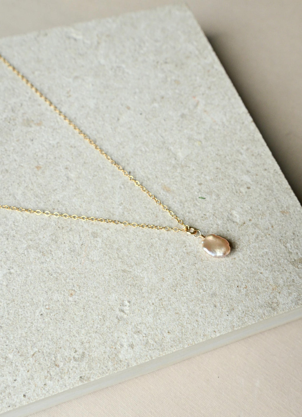 Keshi Edison Pearl necklace gold filled chain - purple/pink colors (etsy image id: 7683988668)