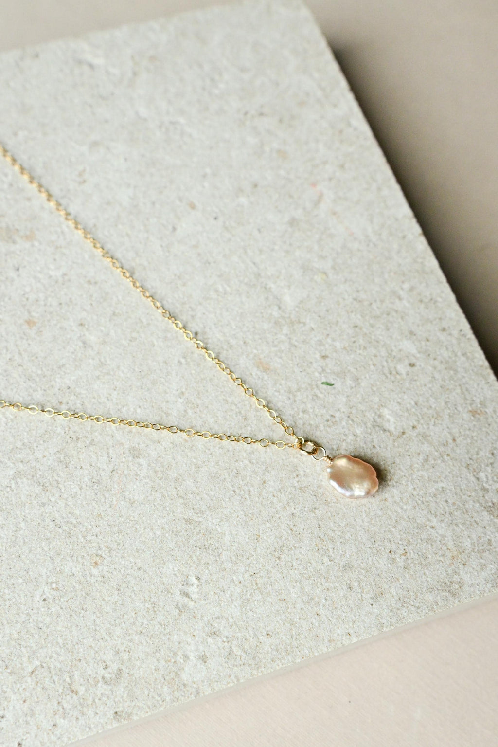 Keshi Edison Pearl necklace gold filled chain - purple/pink colors (etsy image id: 7683988672)
