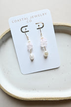 Sterling silver rose quartz and Keshi white pearl earrings Valentine’s Day (etsy image id: 7691809687)
