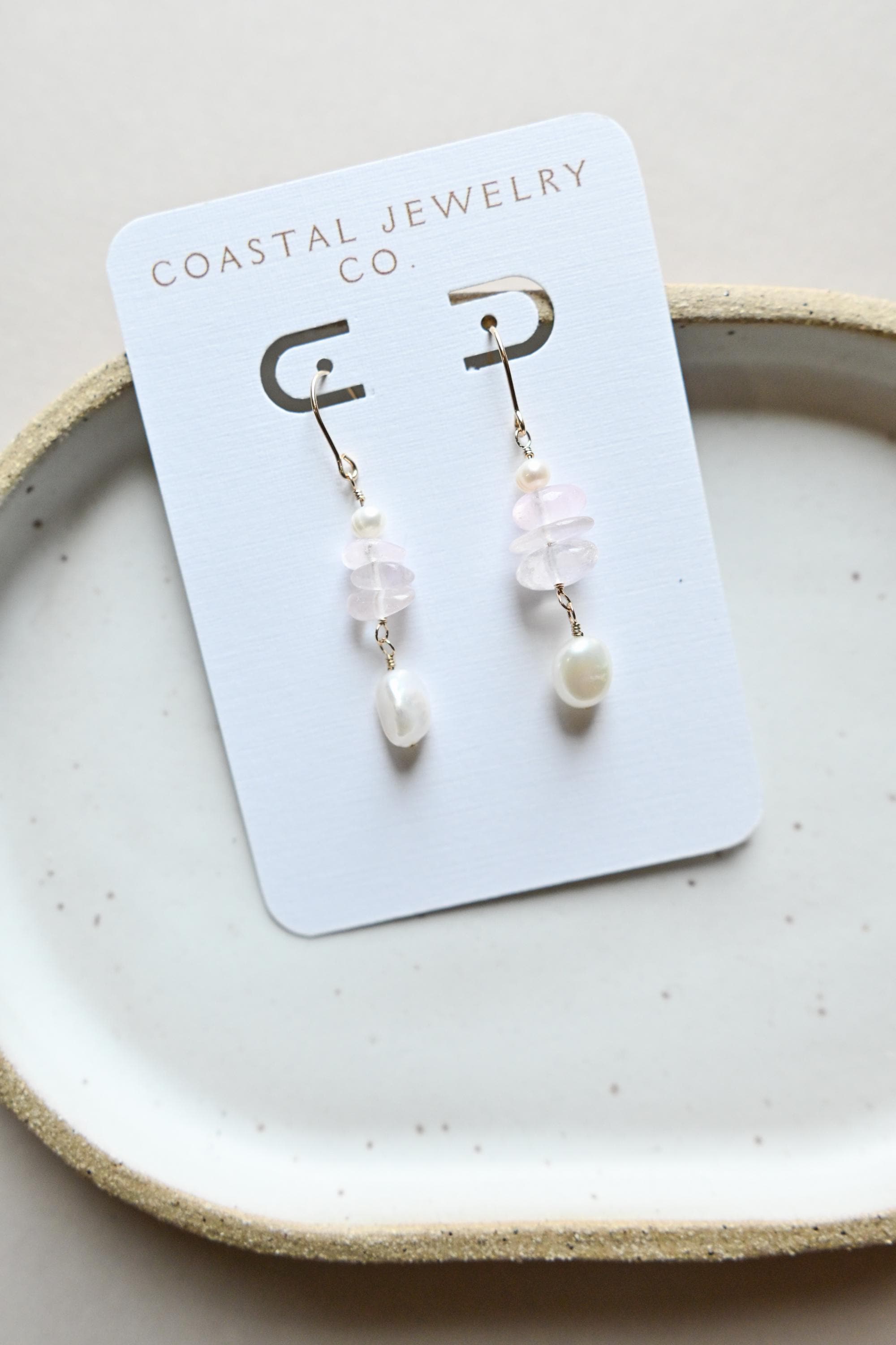 Sterling silver rose quartz and Keshi white pearl earrings Valentine’s Day (etsy image id: 7691809687)