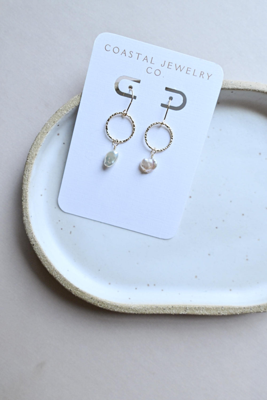Keshi Edison pearl Hammered Connector Gold Filled Earrings (etsy image id: 7696946795)