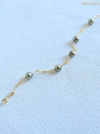 Gold Filled satellite cable chain bracelet with green freshwater pearls (etsy image id: 7906263240)