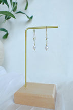 Gold Filled Prehnite earrings with white Keshi freshwater pearl (etsy image id: 7909671640)