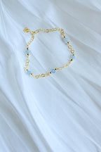 Gold Filled aquamarine gemstone bracelet (etsy image id: 7909683636)