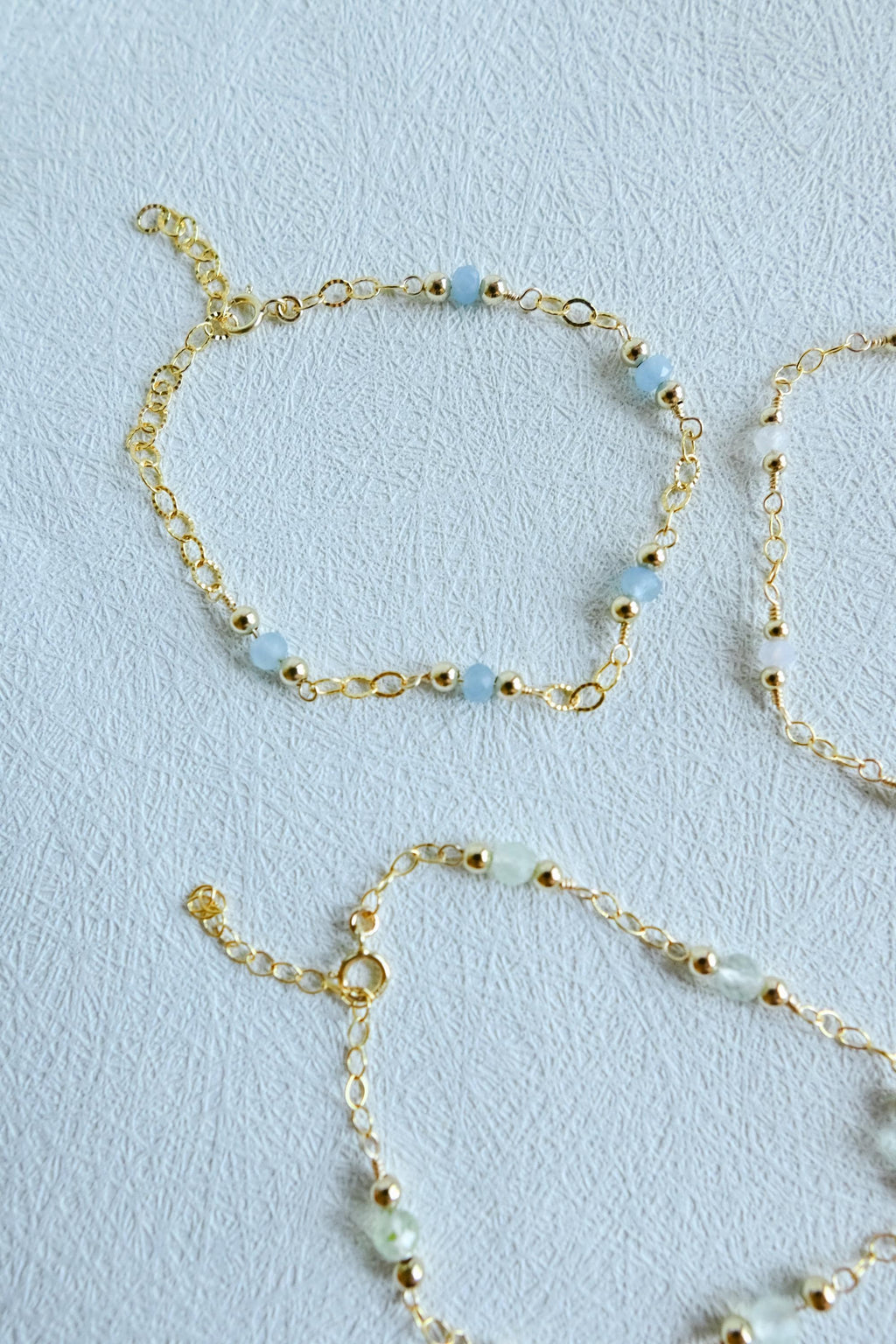 Gold Filled aquamarine gemstone bracelet (etsy image id: 7909683642)