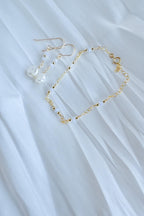 Gold Filled Chalcedomy earrings with white Keshi freshwater pearl (etsy image id: 7909715078)
