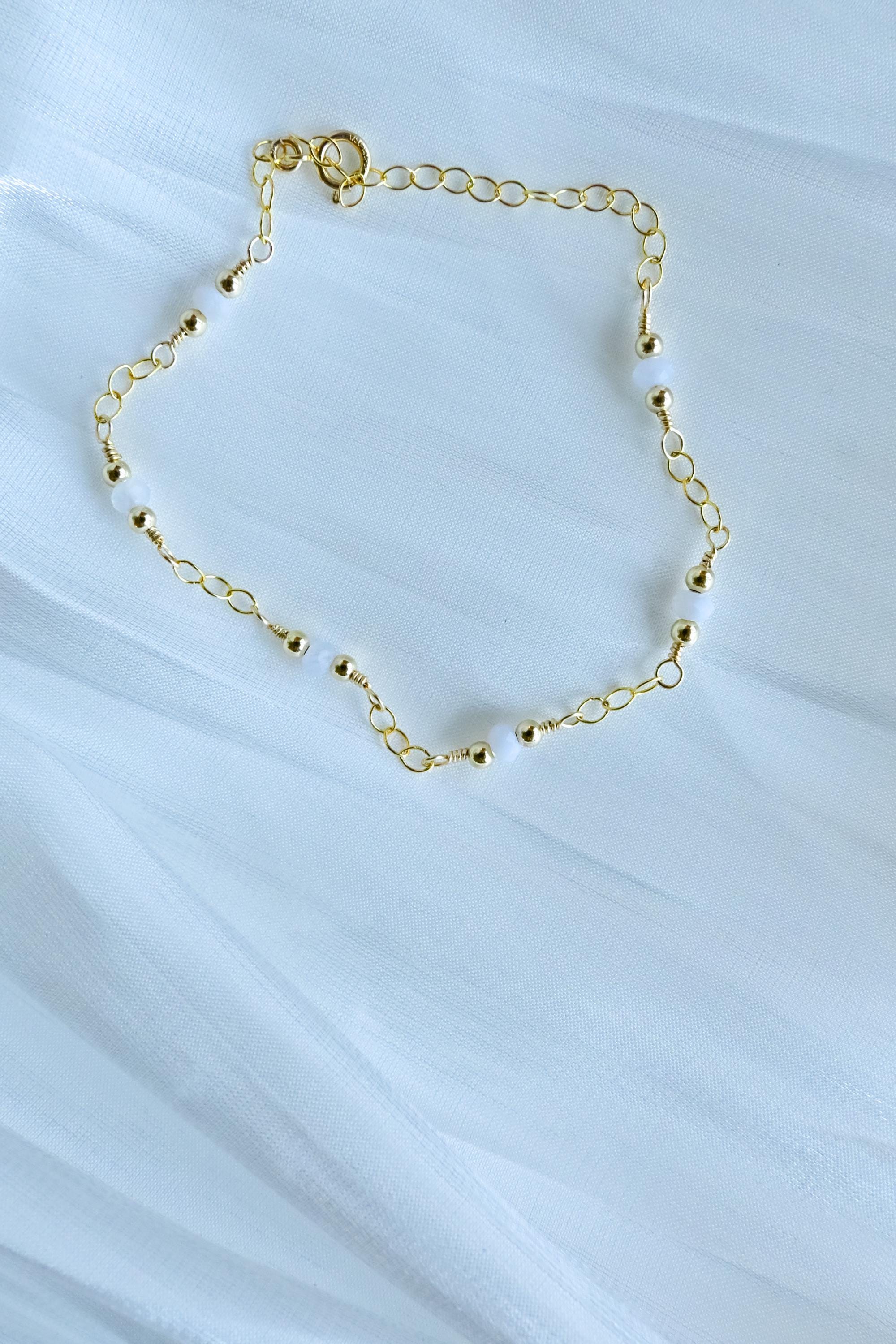 Gold Filled Chalcedomy gemstone bracelet (etsy image id: 7909720028)