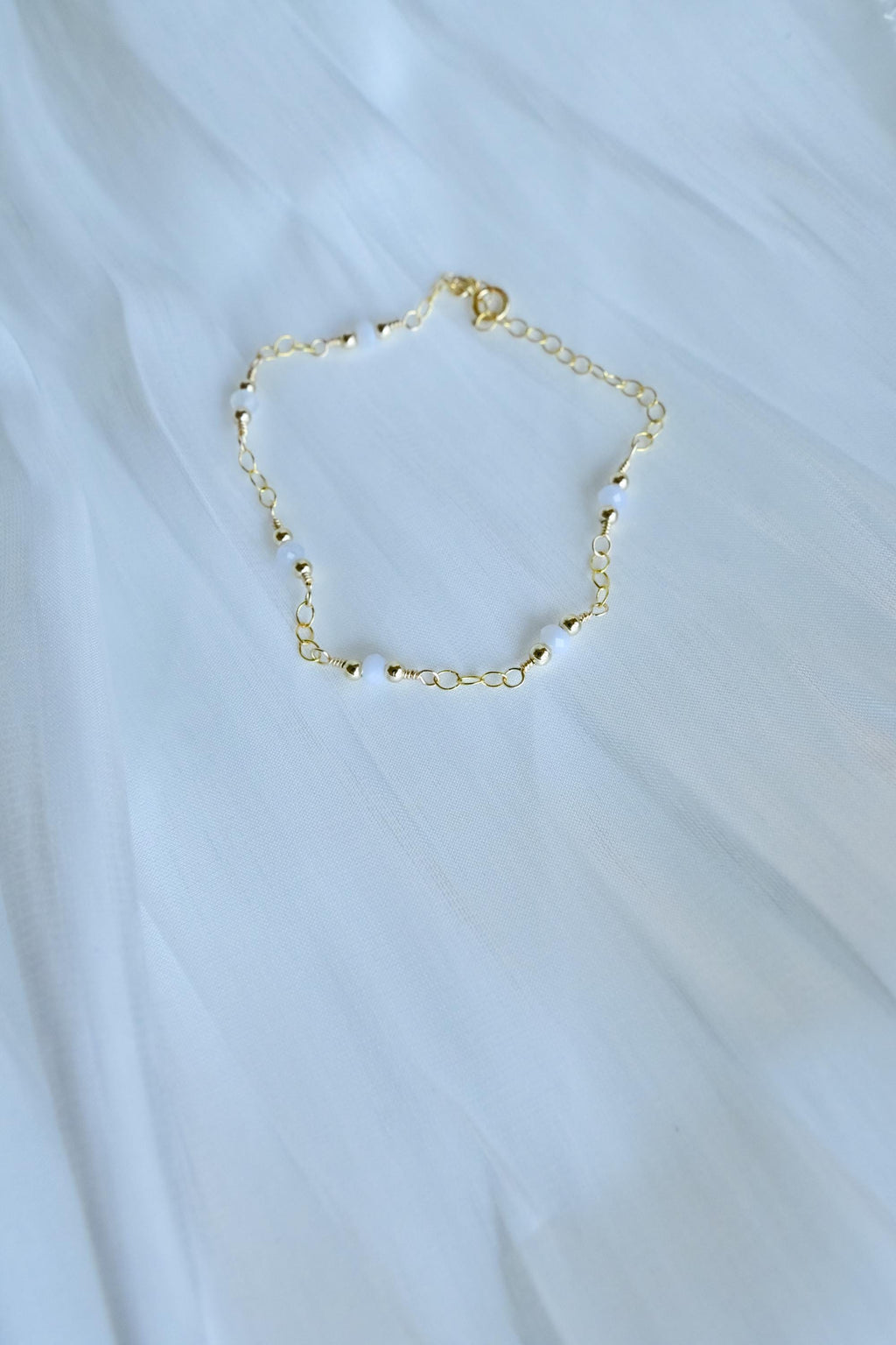 Gold Filled Chalcedomy gemstone bracelet (etsy image id: 7909720034)
