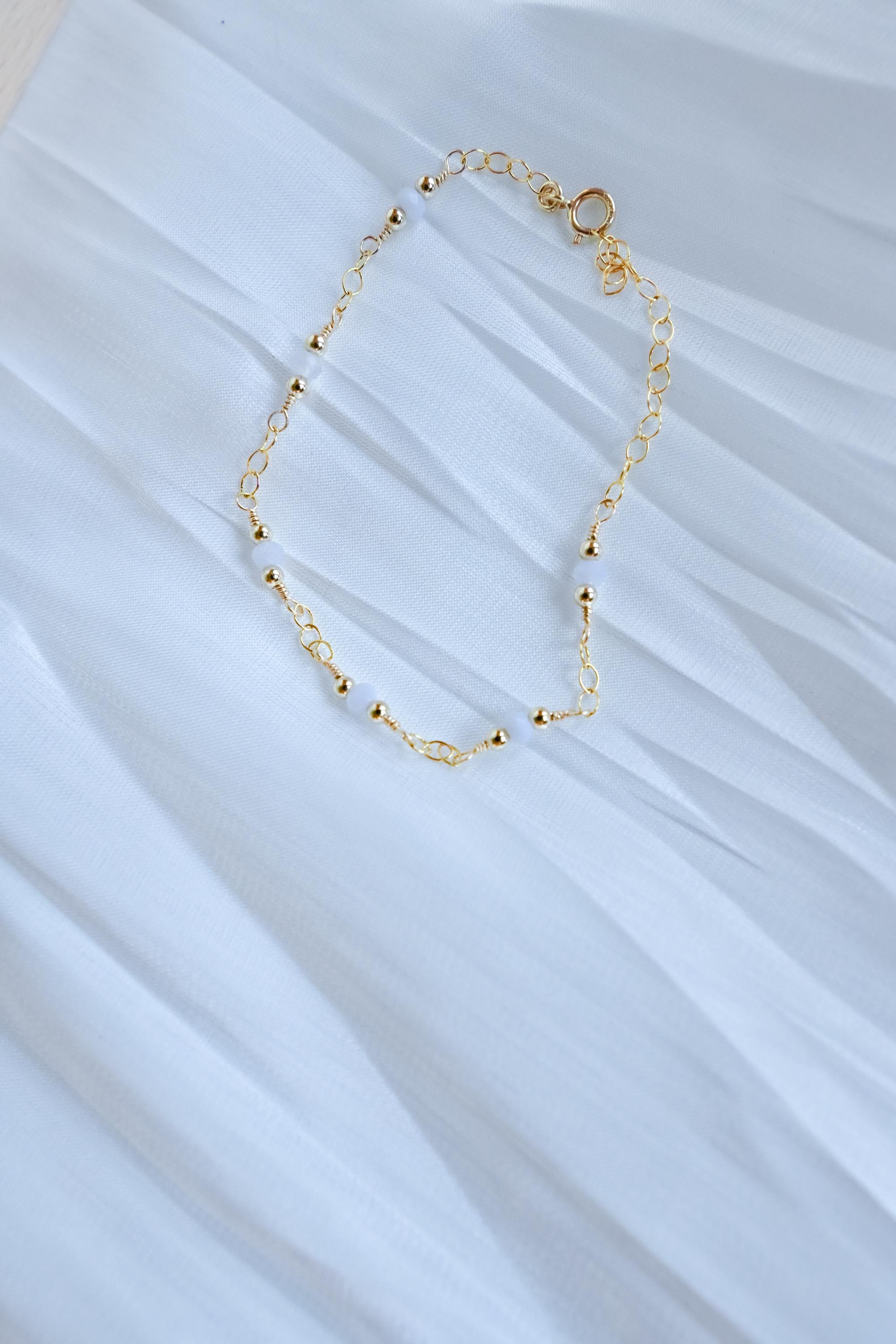 Gold Filled Chalcedomy gemstone bracelet (etsy image id: 7909720036)